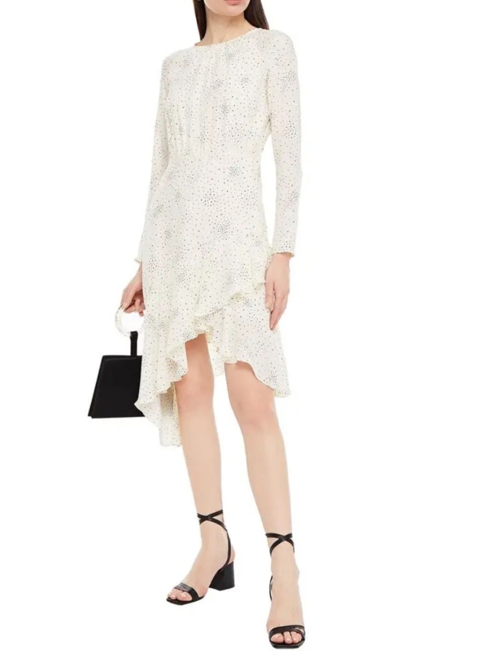 Maje Reto Asymmetric Printed Washed Cupro Dress
